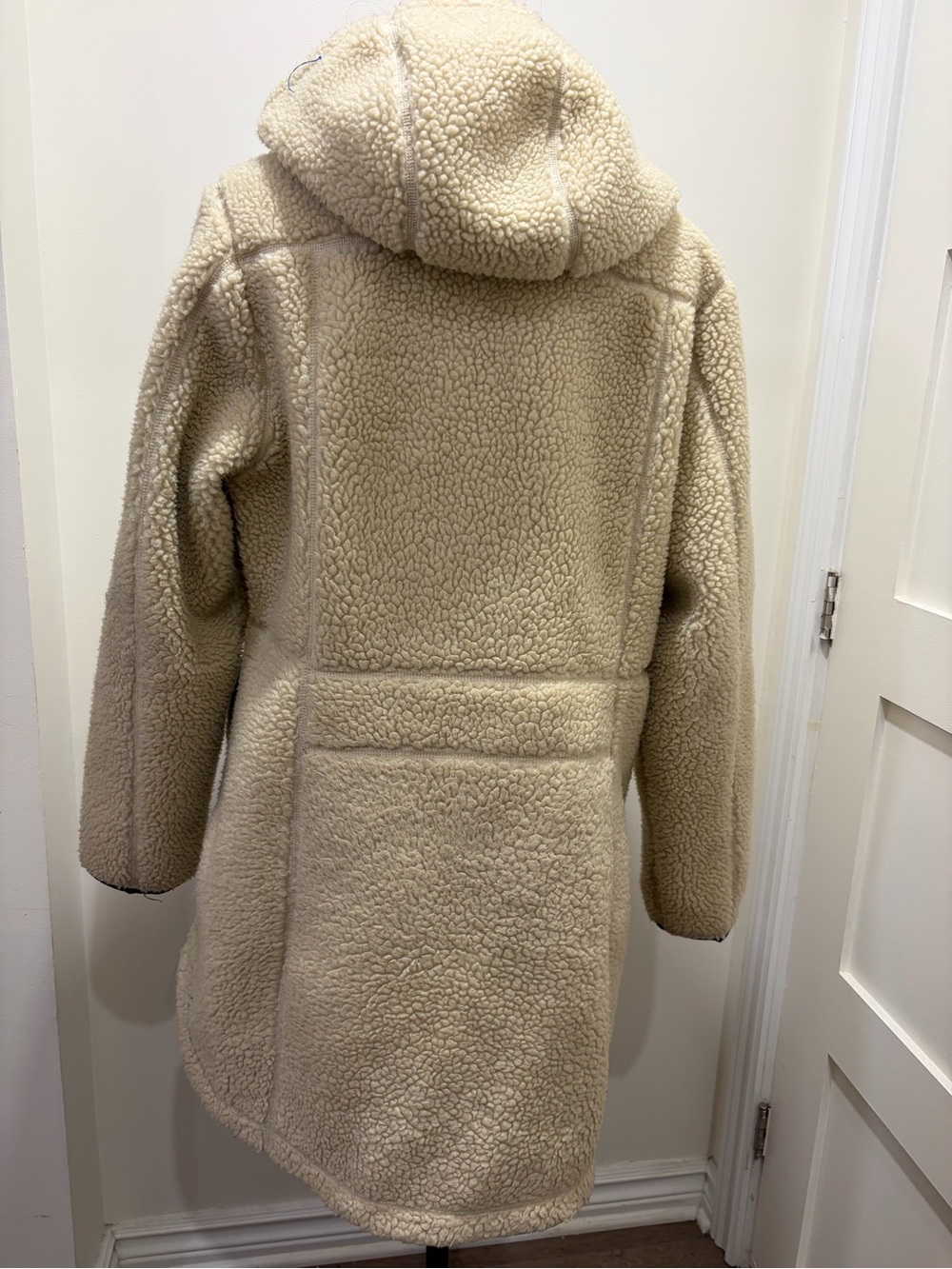 Women's Cream Sherpa Hooded Coat LL Bean